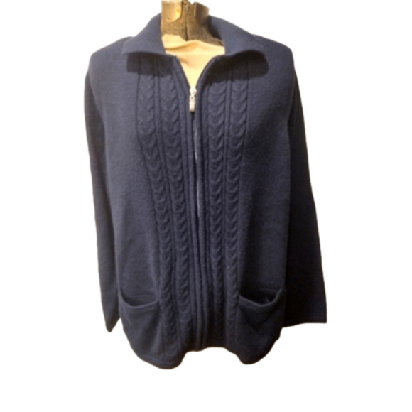 Allison Daley Sweaters - Allison Daley Zip Front Sweater, Size 2XL